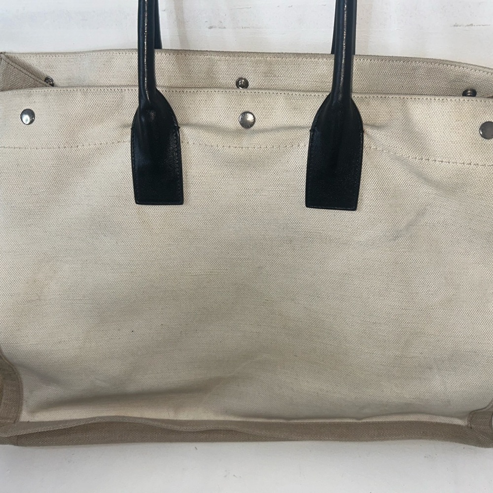 Saint Laurent Rive Gauche Canvas Bag in Cream and Black - Picture 5 of 5